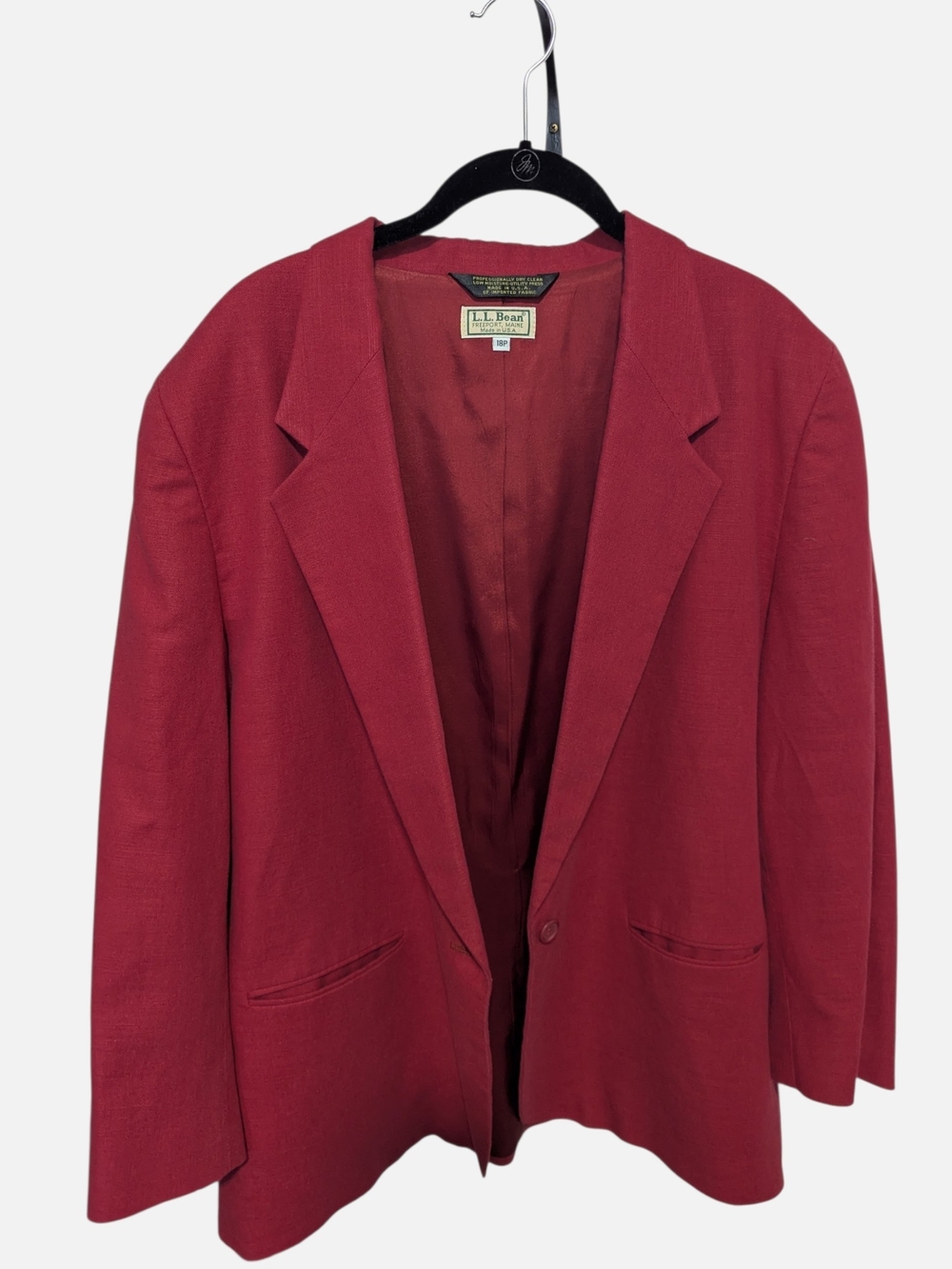 L.L. Bean Women's 100% Linen Red Single-Button Blazer